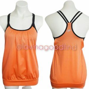 Marika Tek Coral Orange Grey Tank w/ Sports Bra EUC sz S